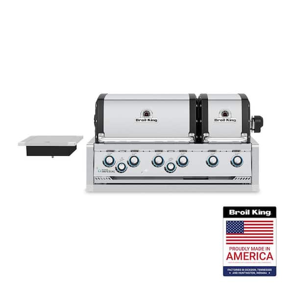 Broil King Imperial S 690 6-Burner Built-In Propane Gas Grill Head with Side Burner and Rear Rotisserie Burner