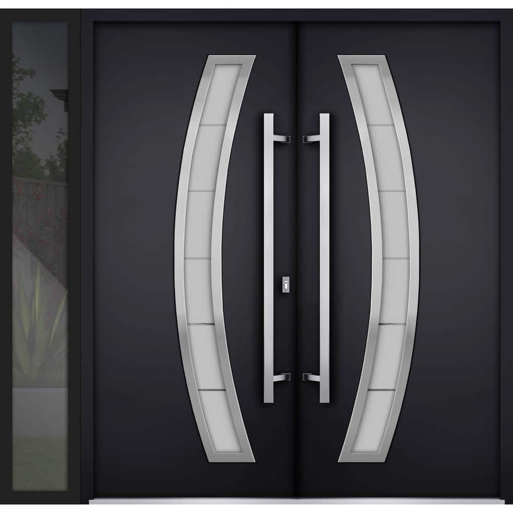 6500 88 in. x 80 in. Left-hand/Inswing Sidelite Tinted Glass Black Enamel Steel Prehung Front Door with Hardware price history on PriceWatchPro