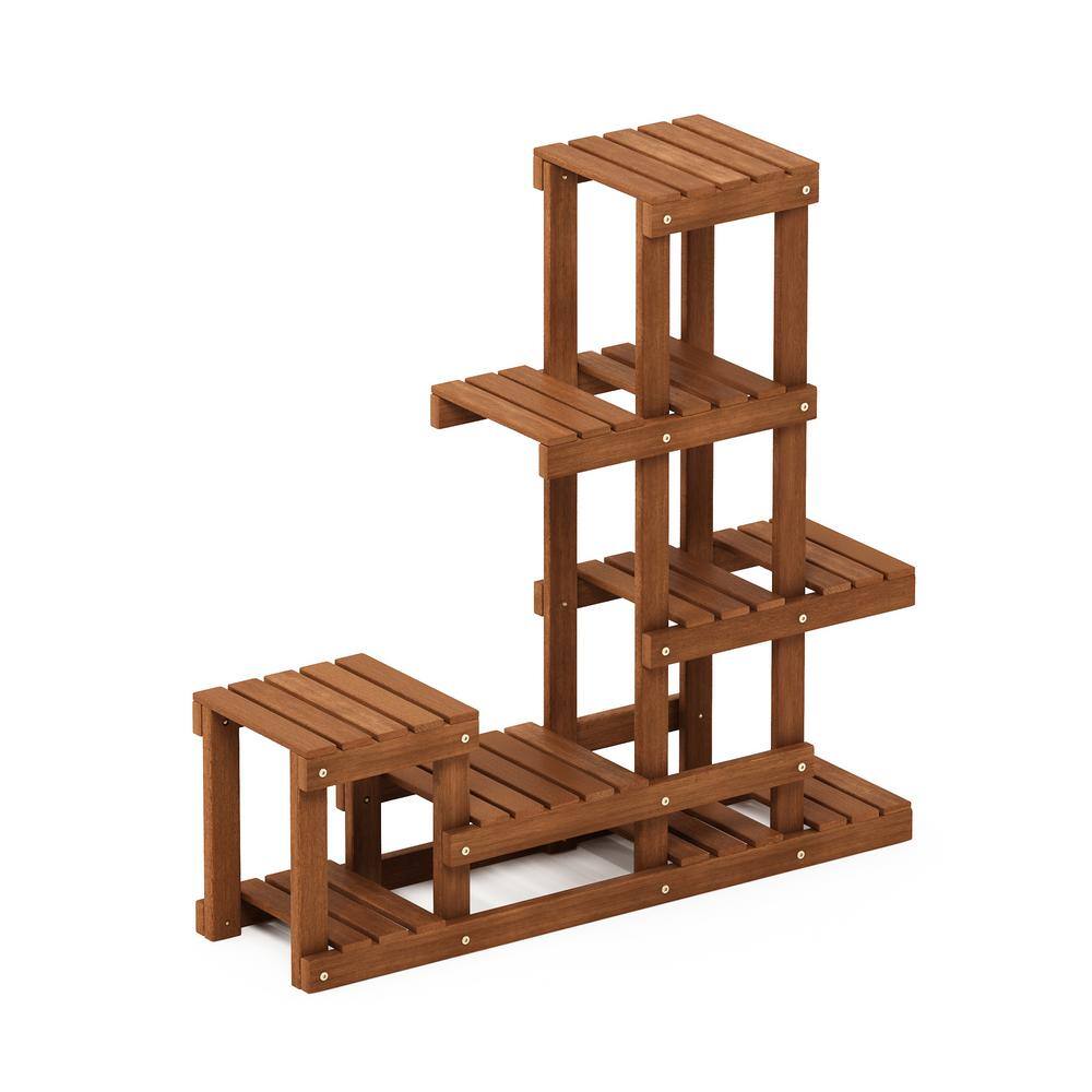 Tioman Coffee Finish 3-Tier Hardwood Plant Stand