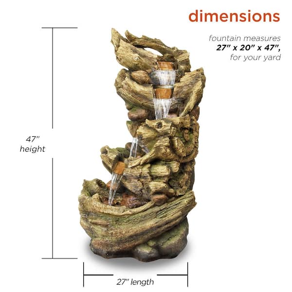 Alpine Corporation 47 in. Tall Outdoor 5-Tier Tree Trunk