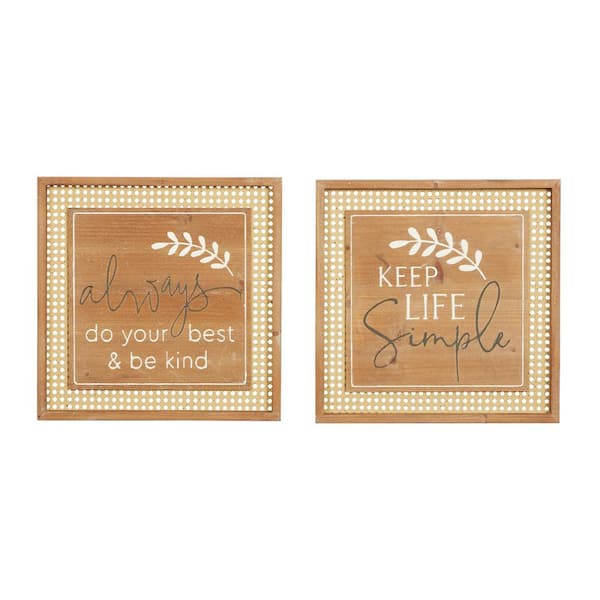 Litton Lane Farmhouse Wood Brown Wall Decor (Set of 2)