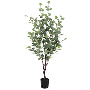 4.5 ft. Frosted Green Artificial Eucalyptus Tree in Pot