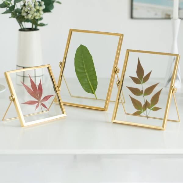 8 Pack Gold 5x7 Floating Glass Picture Frames for Tabletop, Pressed  Flowers, Home Decor