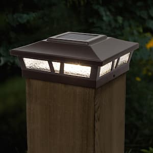 Oxford Brown Integrated LED 6 in. x 6 in. Aluminum Oxford Solar Post Cap ( 2-Pack)