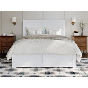 Canyon White Solid Wood Full Platform Bed with Matching Footboard