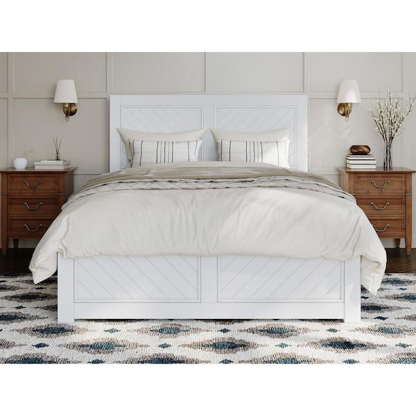 AFI Canyon White Solid Wood Full Platform Bed with Matching Footboard