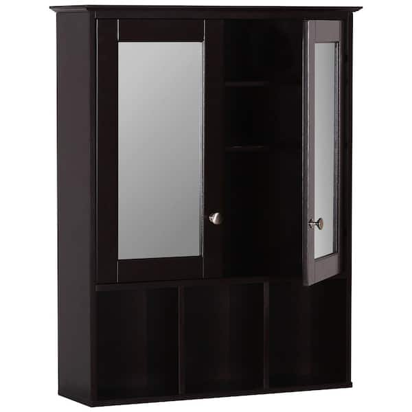 VEIKOUS 23.6 in. W x 7.5 in. D x 30.4 in. H Oversized Bathroom Storage Wall  Cabinet with Adjustable Shelves and Mirror, Espresso HP0902-01CF-111 - The  Home Depot