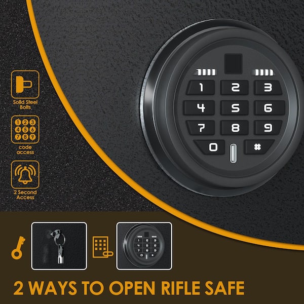 3 Gun Digital Keypad Lock Gun Cabinet with Pistol Pocket in Black
