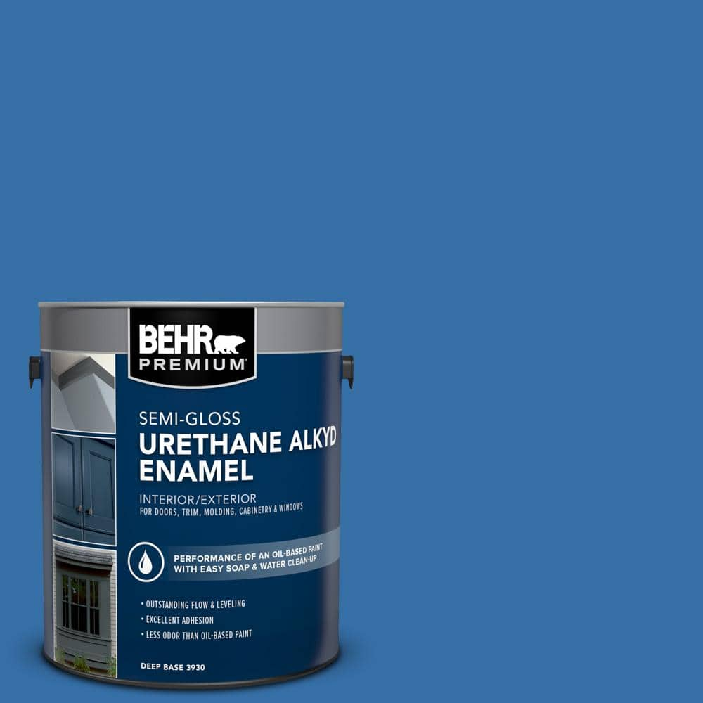 BEHR Premium 1 gal. #AE-44 Electron Blue Urethane Alkyd Semi-Gloss Enamel Interior/Exterior Paint