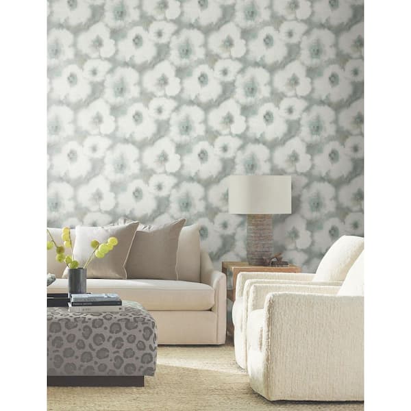 Blended Floral Aqua Blue Wallpaper