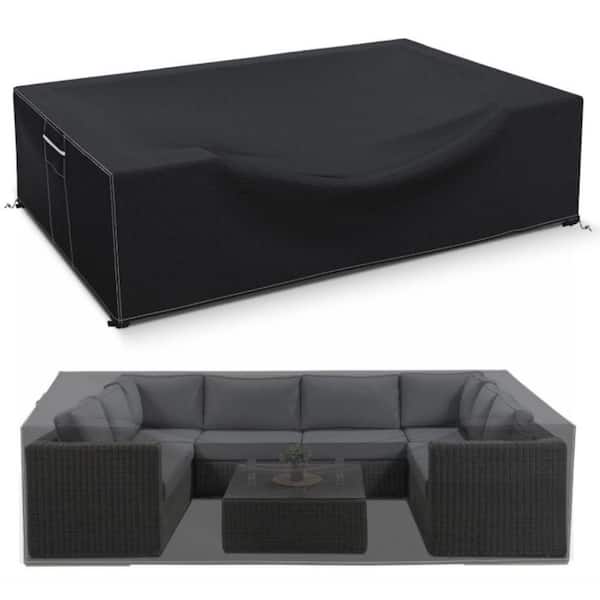 Unbranded Outdoor Furniture Cover, 49 in. Rectangular Outdoor Patio Furniture Cover Waterproof-Black Aluminum Film Composite