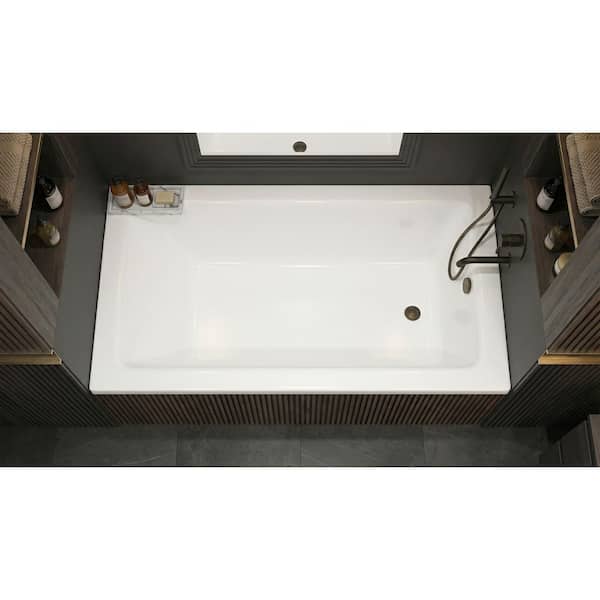 Prism 60 in. x 36 in. Rectangular Drop-In Soaking Bathtub with Reversible Drain in White