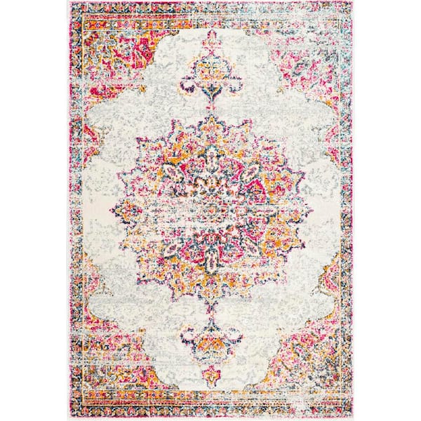 nuLOOM Leola Vintage Medallion Pink 7 ft. x 9 ft. Area Rug