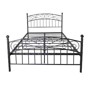 Black Queen Platform Metal Bed Frame with Headboard and Footboard