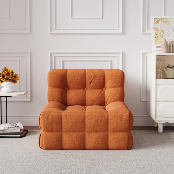 JASIWAY Modern 33.86 in. W Armless Corduroy Fabric Convertible Sleeper Rectangle Sofa in Caramel-1 Seat