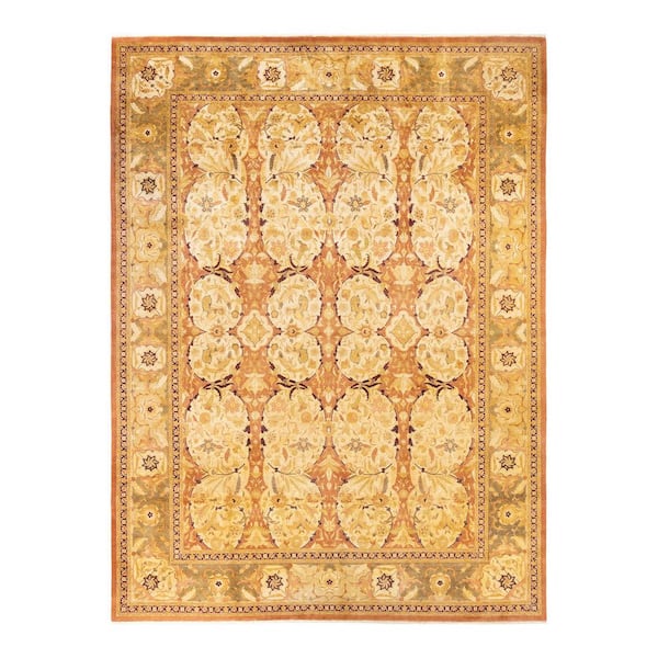 Mogul 10 ft. x 14 ft. Brown Oriental Wool Indoor Area Rug