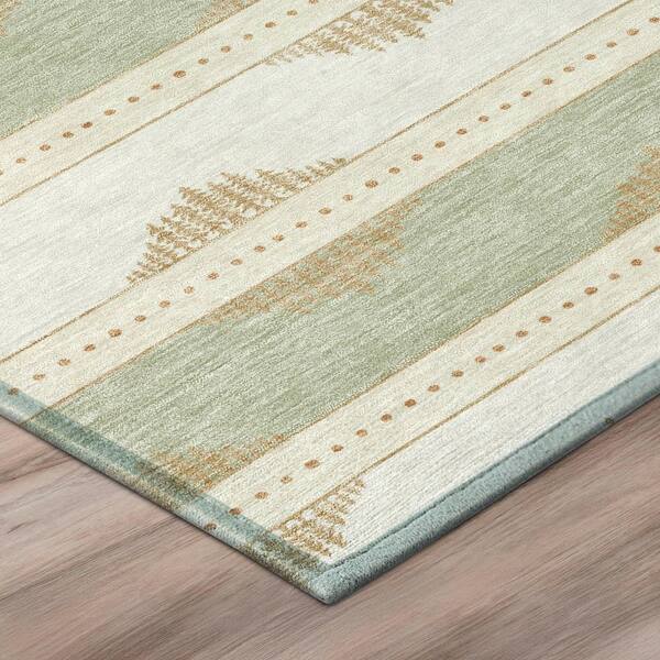 Chantille Machine Washable Indoor/Outdoor Abstract ACN3067 Cream 8 ft. x 8 ft. Round Rug