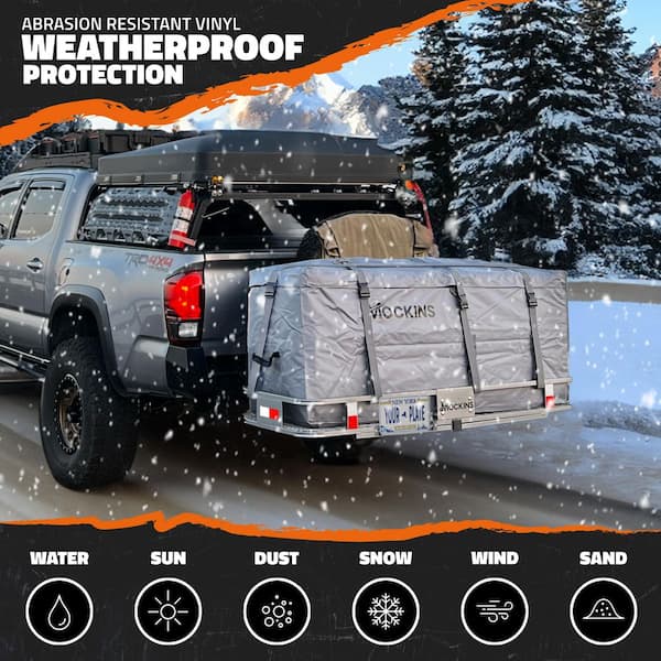 16 Cu. Ft. Waterproof Gray Trailer Hitch Cargo Carrier Bag (58 in.x20 in.x24 in.) w/ Buckle Straps, Lock and Carry Case
