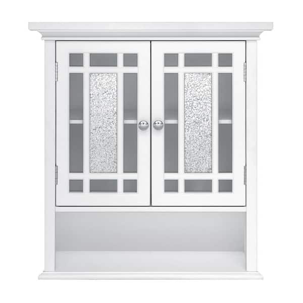 Windsor 22 in. W x 24 in. H Bathroom Wall Cabinet with Mosaic Glass in White