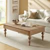JAYDEN CREATION Emma 59.3 in. Natural Lift Top 4 Legs Coffee Table with Storage Shelf and Solid Rubber Wood Legs CTJY0755-NAT