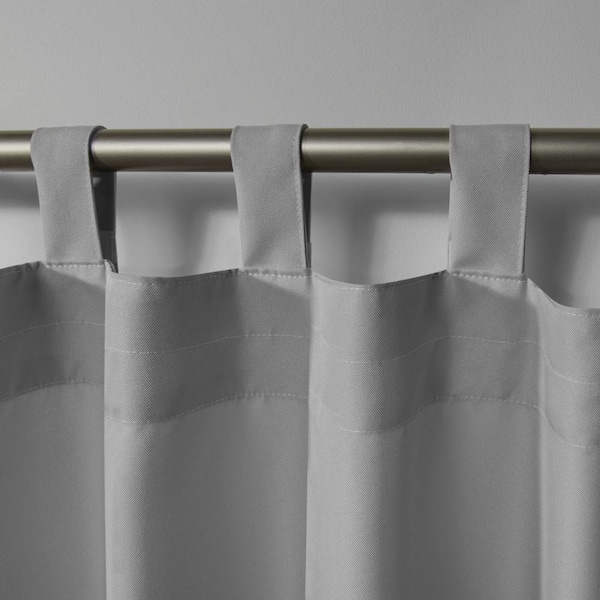 Cabana Cloud Grey Solid Light Filtering Hook-and-Loop Tab Indoor/Outdoor Curtain, 54 in. W x 84 in. L (Set of 2)