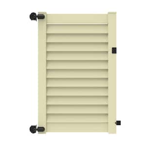 Louvered 4 ft. x 6 ft. Sand Vinyl Privacy Fence Gate
