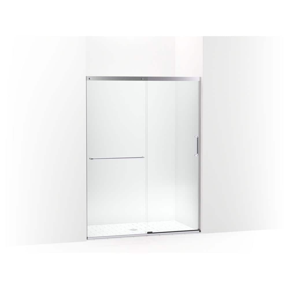 Bright Silver Frameless Sliding Shower Door with Clear Glass