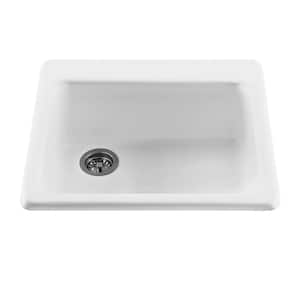 Simplicity Undermount/Drop-In Acrylic 25 in. Single Bowl Kitchen Sink in White