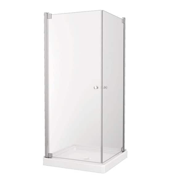 Delta Foundations 32 in. L x 32 in. H H W x 71 in. H Corner Shower Kit with Pivot Frameless Shower Door and Shower Pan