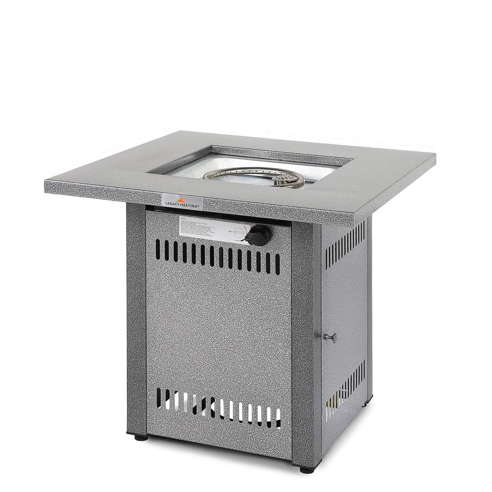 Silver Metal Outdoor Propane Gas Fire Pit Table