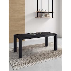 Rockaway Modern Black Solid Wood 70.86 in. 4 Leg Dining Table Seats 8