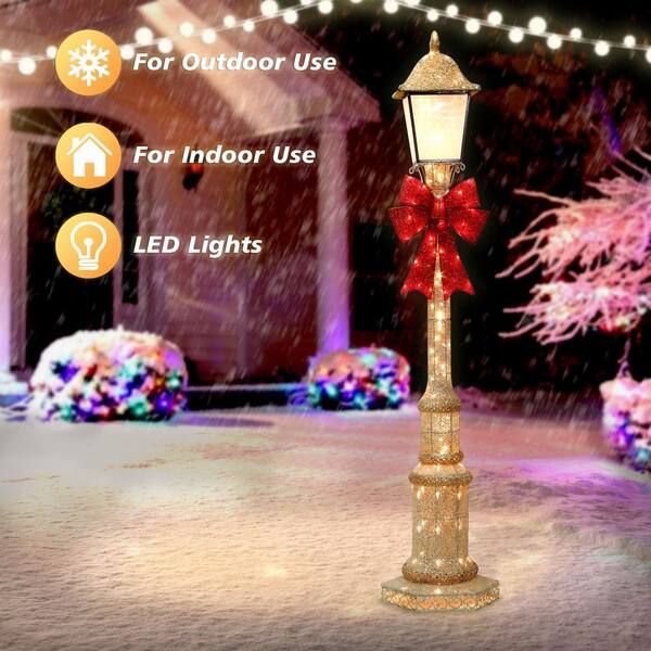Puleo International 84 in. Pre-Lit Outdoor Lamp Post with 150 Warm