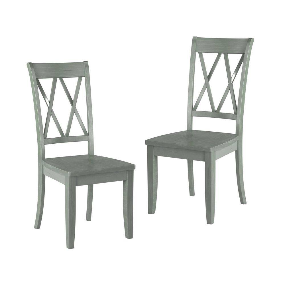 Casual Teal Finish Side Chairs，Pine Veneer Transitional Double-X Back Design Dining Room Furniture (Set of 2 ) price history on PriceWatchPro