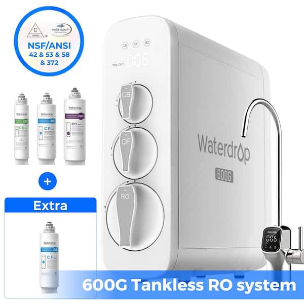 G3P600 8-Stage NSF Certified Reverse Osmosis Water Filtration System, Under-Sink Water Filter, Extra CF Filter