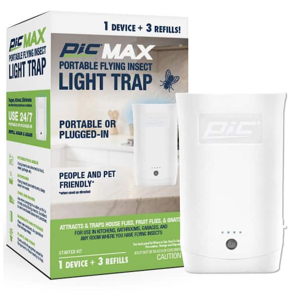 Flying Insect Dual Portable Plug in Trap, Attracts and Traps House Flies, Fruit Flies, and Gnats (1 Base Plus 3 Refills)