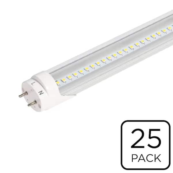 18-Watt T8 Ballast Bypass 4Ft/48 in. 5000K 2340 Lumens Clear LED Light Bulb Tube - (25-Pack)