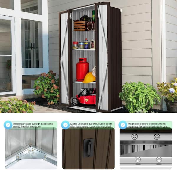 AECOJOY 2.5ft. W x 1.83 ft. D Metal Vertical Storage Cabinet Shed