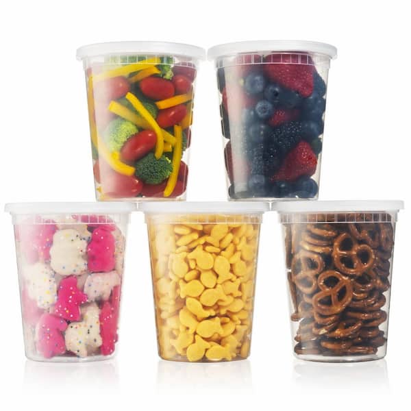 Perfect Storage 32 oz. Plastic Food Storage Containers with Lids (24-Pack)