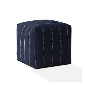 Charlie Blue Cotton Square Pouf Cover Only