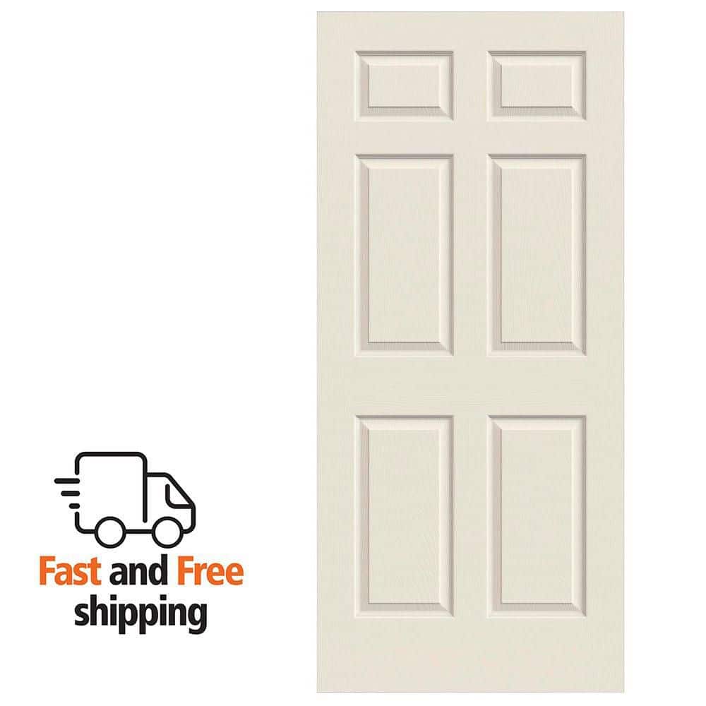 JELD-WEN 30 in. x 80 in. 6 Panel Colonist Primed Textured Molded