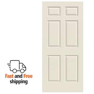 JELD-WEN 28 in. x 80 in. 6 Panel Colonist Primed Textured Molded