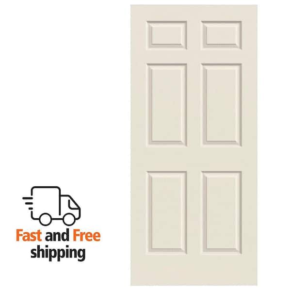 30 in. x 80 in. 6 Panel Colonist Primed Textured Molded Composite MDF Interior Door Slab