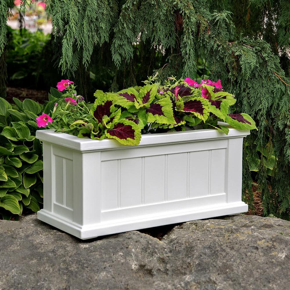 Cape Cod 24" White Rectangle Self-Watering Polyethylene Outdoor Planter