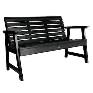 Weatherly 4 ft. 2-Person Black Recycled Plastic Outdoor Garden Bench