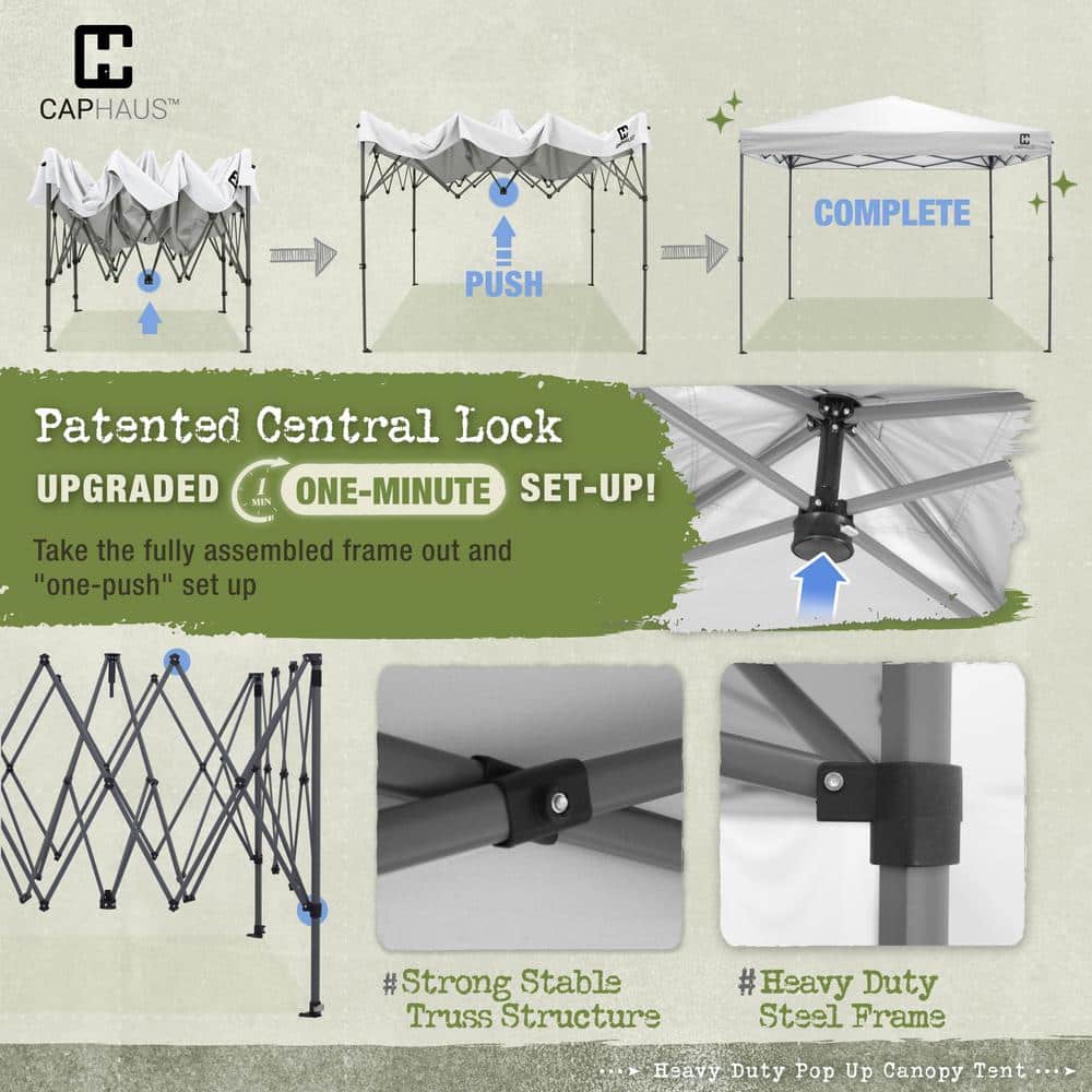 Dark Grey 10ft x 10ft Adjustable Pop-Up Canopy Tent with Steel Frame