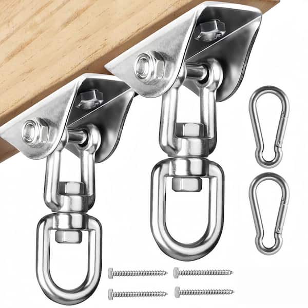 2000 lb. Capacity Heavy-Duty Hanger hooks, 360° Rotating Stainless Steel Swing Accessories for Hammocks (2-Pack)