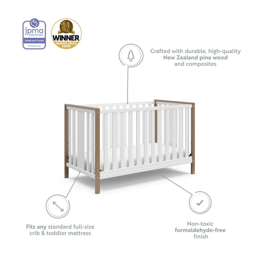 Modern Pacific White and Driftwood 4-in-1 Convertible Crib