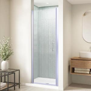30-31 3/8  in. W x 72 in. H Pivot Semi-Frameless Shower Door in Chrome Swing Corner Shower Panel with Clear Glass,Handle