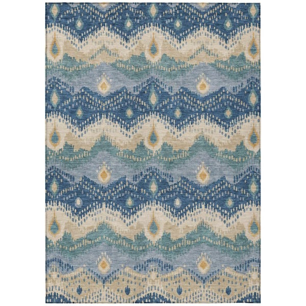 Chantille Machine Washable Indoor/Outdoor Abstract ACN3074 Navy 3 ft. x 5 ft. Area Rug