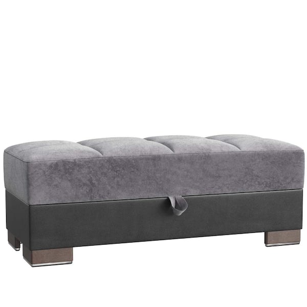 Ottomanson Basics Air Collection Light Grey/Black Ottoman With Storage
